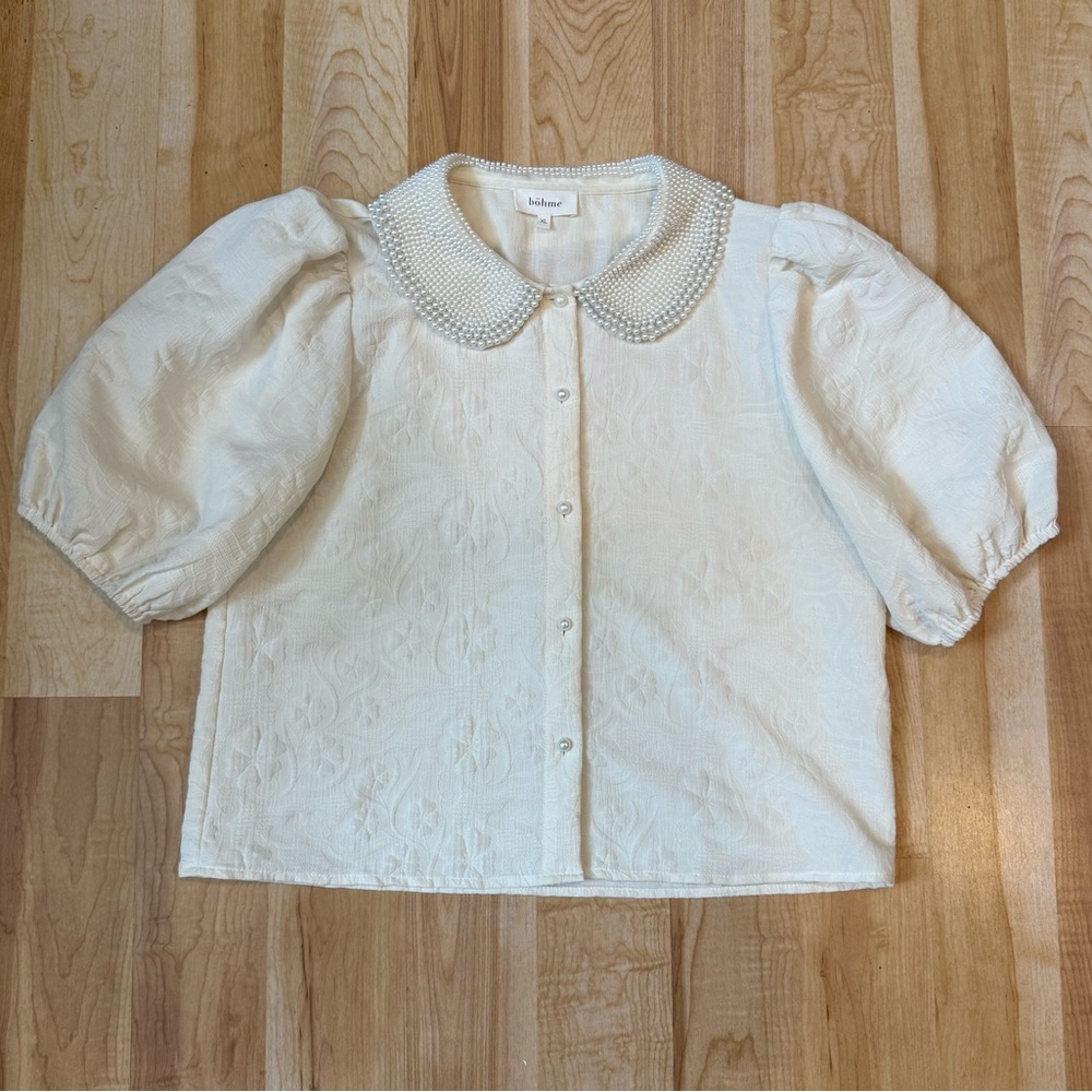 Bohme Pearl embellished Peter Pan collar blouse